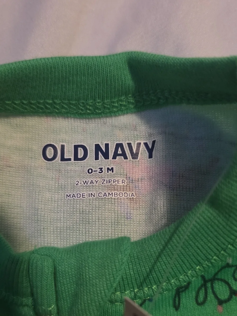 Old Navy Green Holiday Print Footed One-Piece